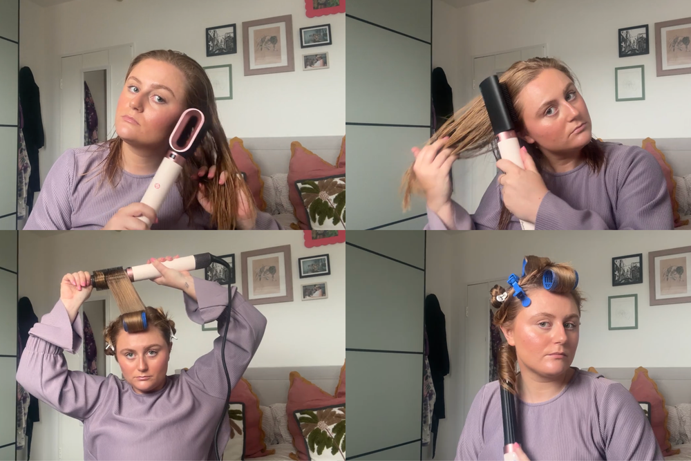 I tested all six of the attachments included (from left to right, top to bottom: fast dryer, anti-snag loop brush, round volumising brush, 30mm curling barrel) (Lucy Smith/The Independent)