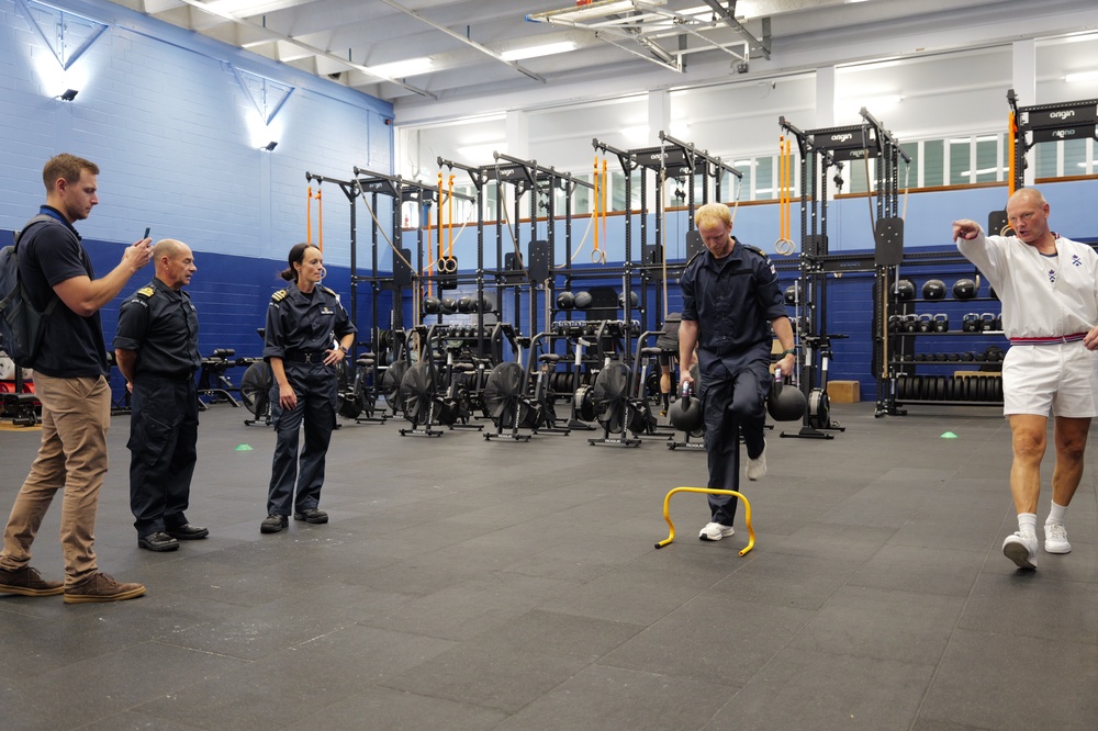There was a hurdle halfway through each of the four 15m lengths in the kettlebell carry (Royal Navy / Nigel Huxtable)