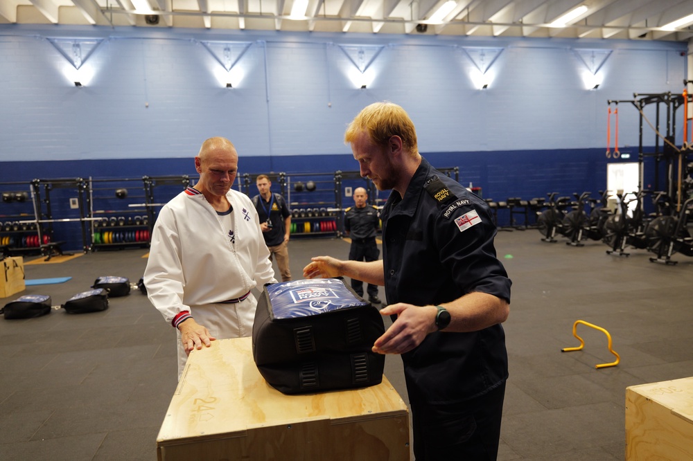 The awkward shape and lack of handle on the powerbag added to the challenge of the powerbag lift (Royal Navy / Nigel Huxtable)
