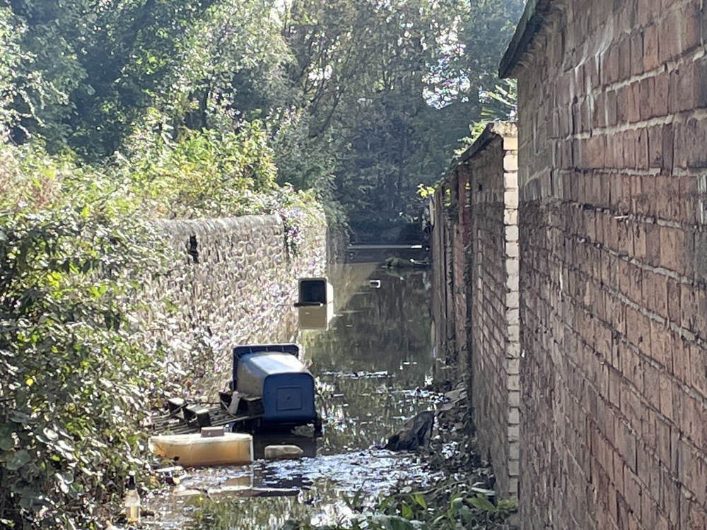 Flooding at the back of Tapton Terrace in Chesterfield in October 2023 (PA)