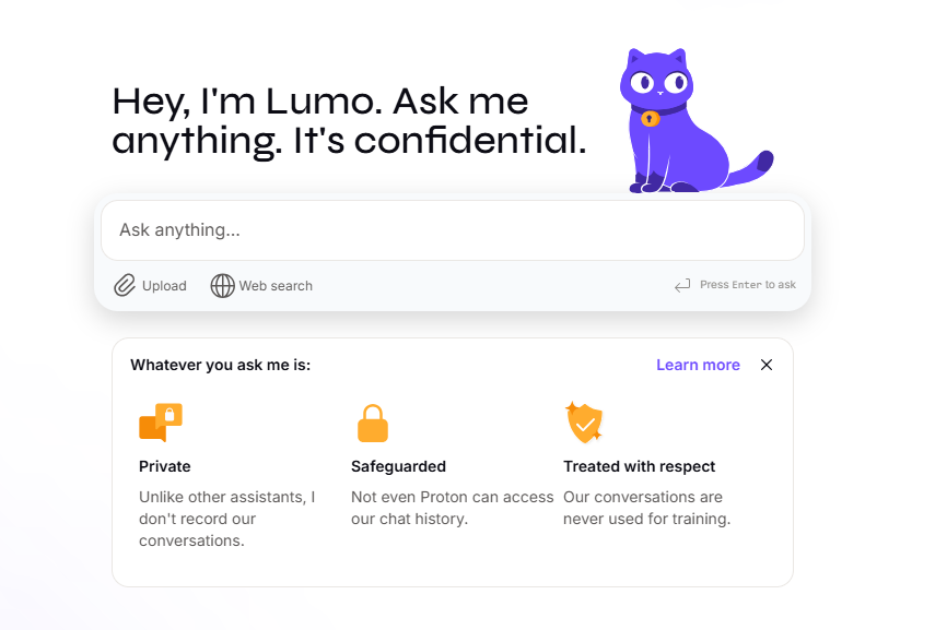Lumo is the AI assistant that offers encrypted saved chats (Ian Evenden/The Independent)