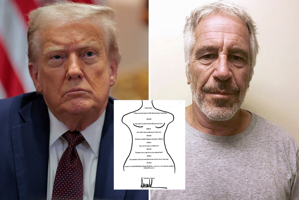 The president has vigorously denied any wrongdoing associated with Epstein, and he denies he sent the sex criminal a suggestive birthday note in 2003 (Getty)