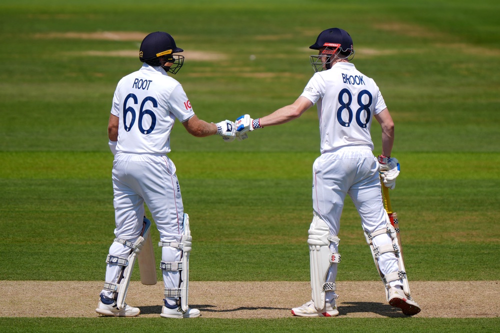 Joe Root and Harry Brook at the crease for England (PA Wire)