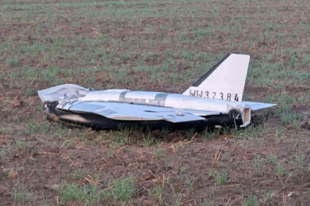 A damaged drone after falling in the eastern Polish village of Czosnowka (Dariusz Stefaniuk)