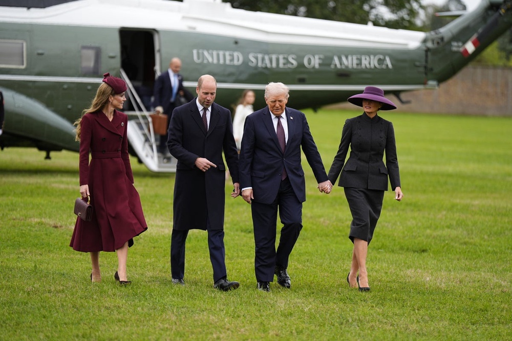 William and Kate greet Trump and Melania in unseen clip of state visit