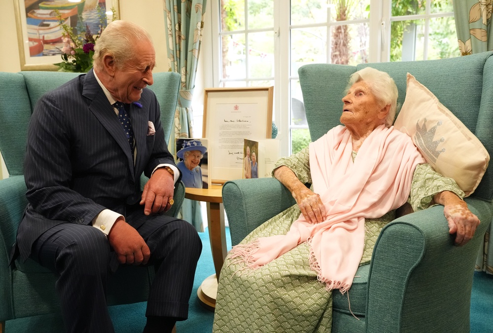 King Charles III met Ethel Caterham at Hallmark Lakeview Care Home (PA)