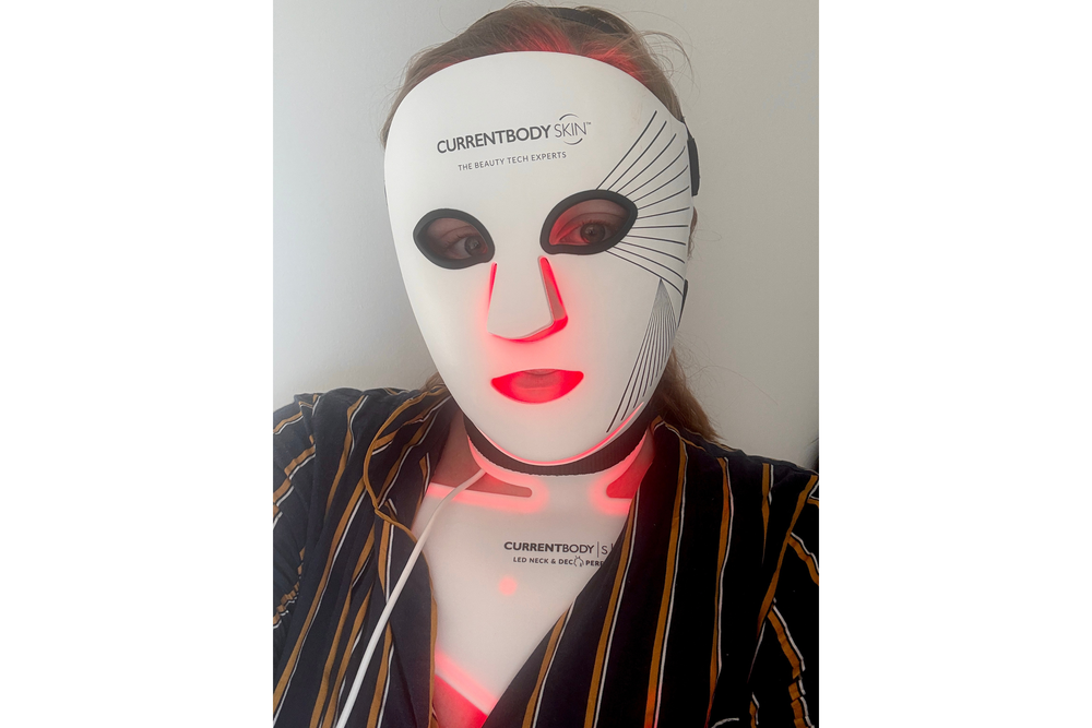 While the neck mask pictured is not included as standard, it can be purchased as a kit alongside the face device (Lucy Smith/The Independent)