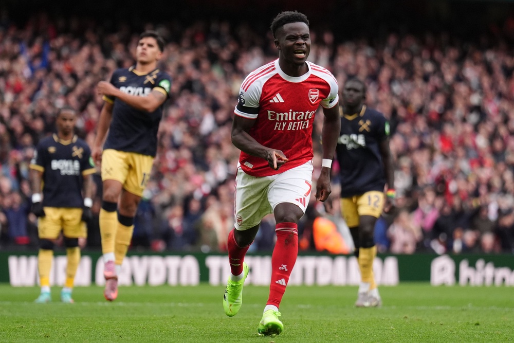 Bukayo Saka’s second-half penalty ensured Arsenal beat West Ham 2-0 earlier this season (PA Wire)