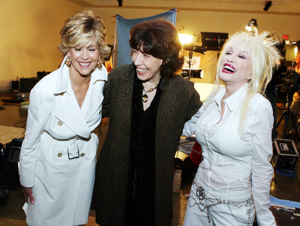 Dolly Parton, Jane Fonda and Lily Tomlin, seen here in 2006, remained firm friends after the success of their film ‘9 to 5’. They later worked on the documentary ‘Still Working 9 to 5’ (Getty)