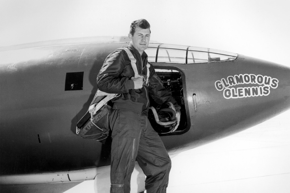 The site was where Air Force test pilot Chuck Yeager pushed an orange, bullet-shaped Bell X-1 rocket plane to a speed of Mach 1.05 and broke the sound barrier (US Air Force)