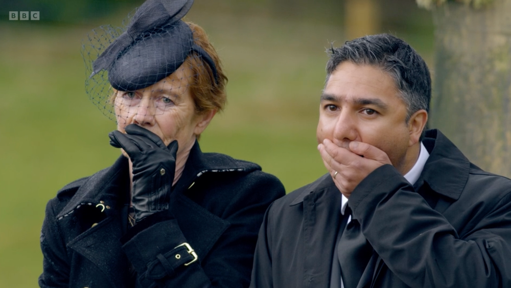 Nick Mohammed and Celia Imrie in season one of ‘Celebrity Traitors’ (BBC)
