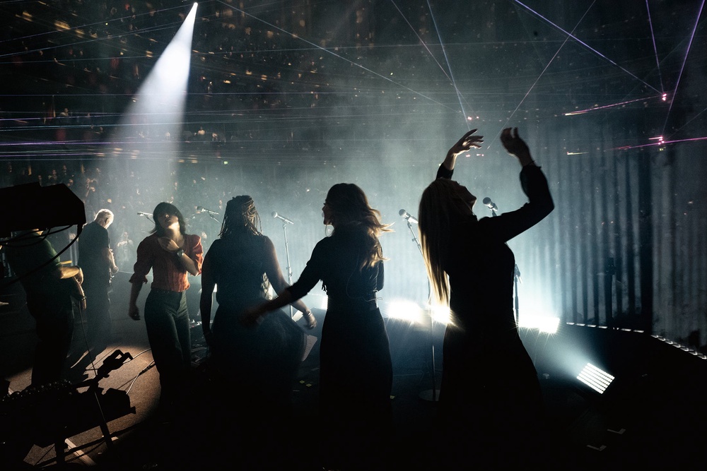 Dancing on stage during Gilmour’s Luck and Strange tour (Photography by Polly Samson)