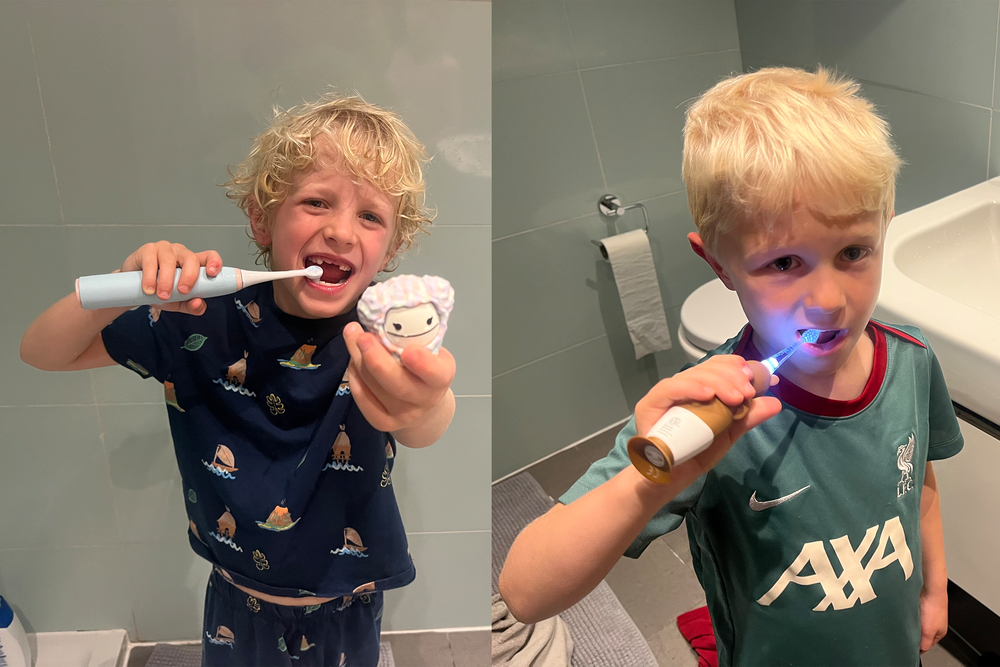 My little testers got busy with brushing (Kat Storr/The Independent)