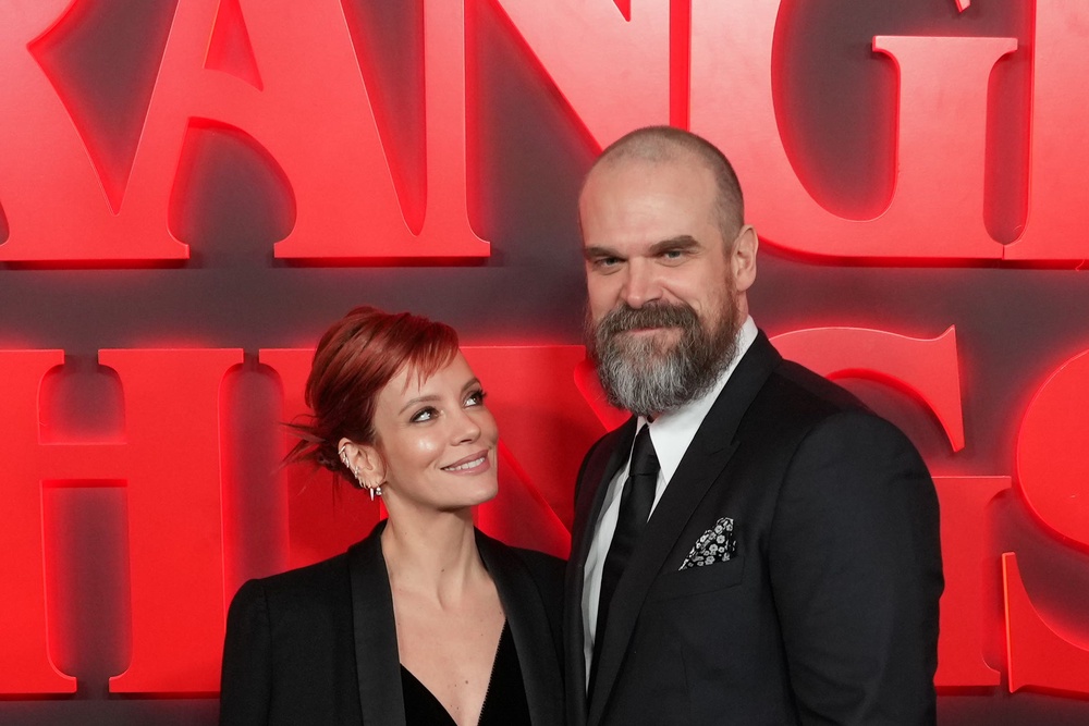 David Harbour and Lily Allen (Jeff Moore/PA) (PA Archive)