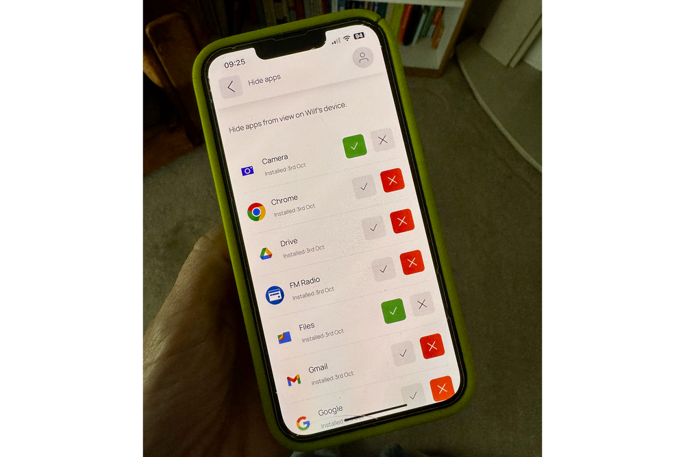 You can block or allow apps on the parent app (Sarah Dawson/The Independent)