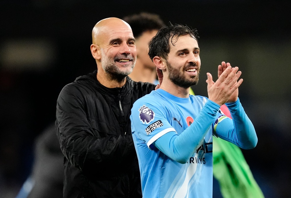 Bernardo Silva (right) has played more games under Pep Guardiola than anyone else (PA)