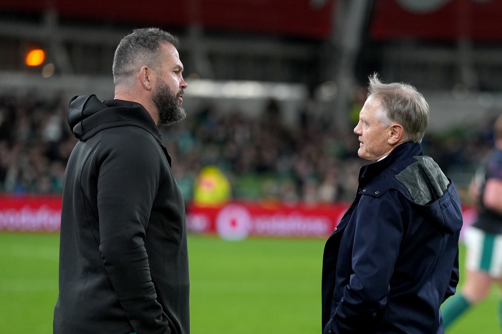 Australia head coach Joe Schmidt (right) with Ireland head coach Andy Farrell (PA Wire)