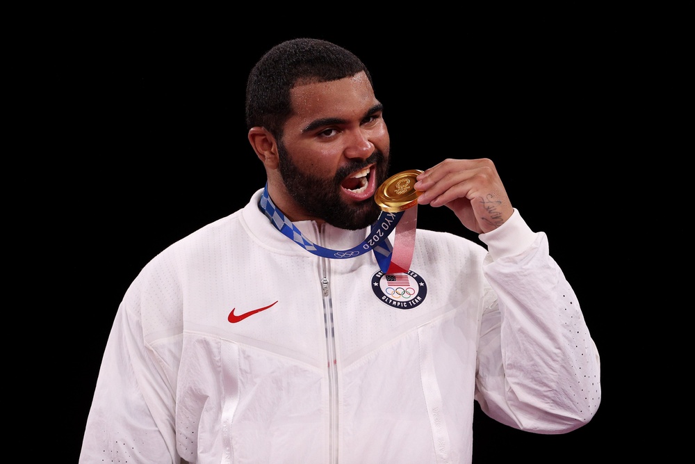 Gable Steveson at the 2021 Olympics in Tokyo (Getty Images)