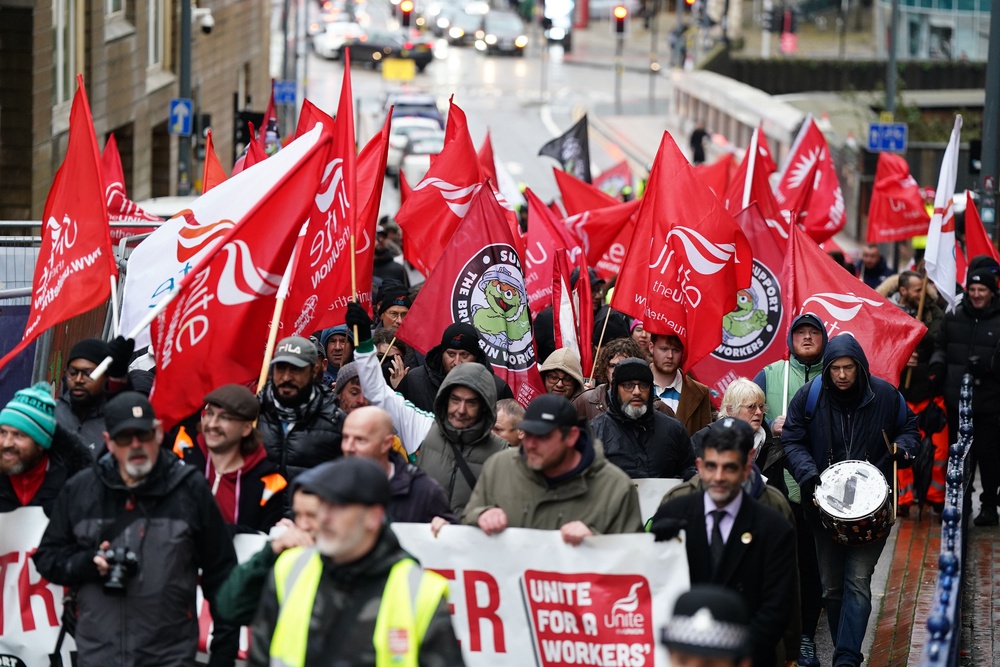 Job&Talent agency bin workers attend a protest organised by Unite the Union in December (PA Wire)
