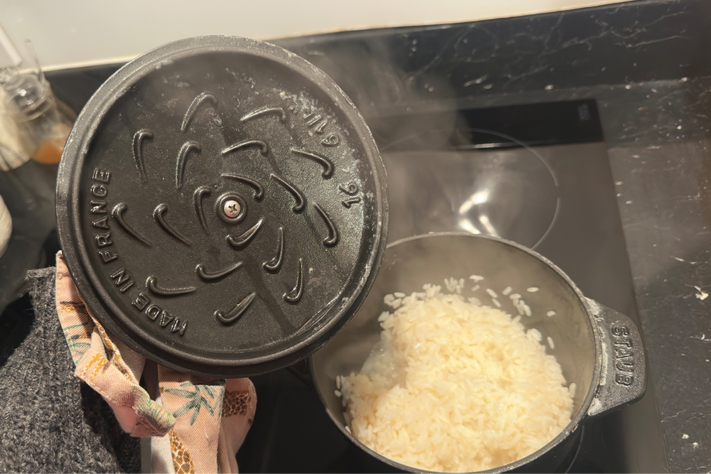 This Staub cast iron dish served up some of the fluffiest rice I’ve ever eaten (Rachael Penn/The Independent)
