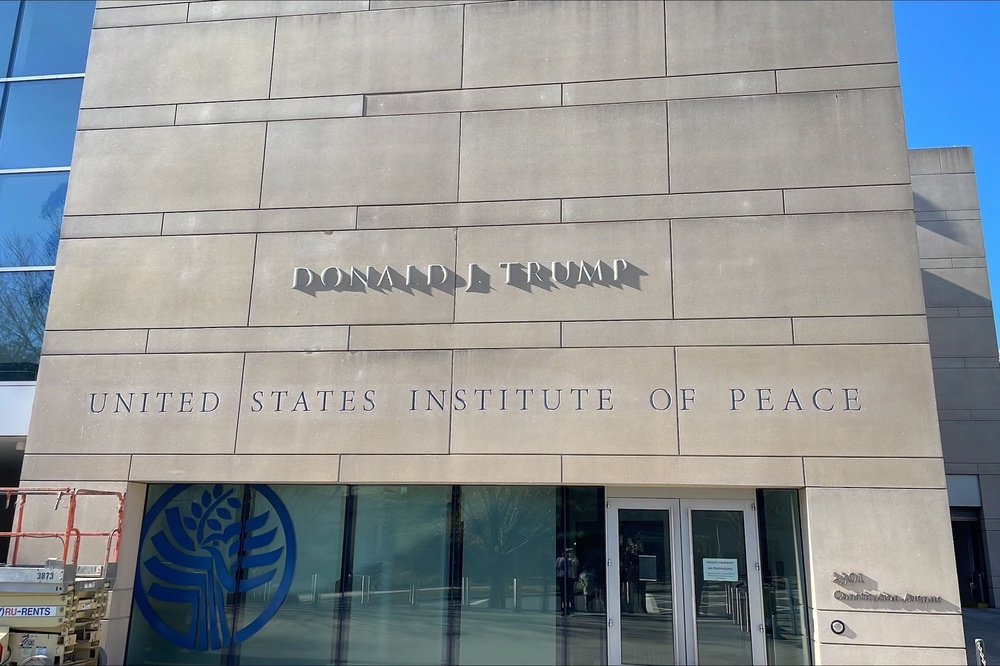 During his second term, the Trump administration has slapped the president’s name across several government properties, including the U.S. Institute of Peace (X/@StateDept)