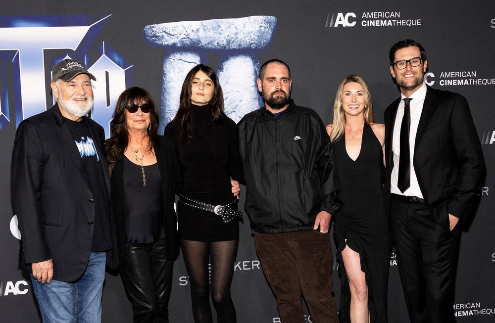 Rob Reiner, Michele Singer Reiner, Romy Reiner, Nick Reiner, Maria Gilfillan and Jake Reiner at the September 2025 premiere of ‘Spinal Tap II: The End Continues’ (Reuters)