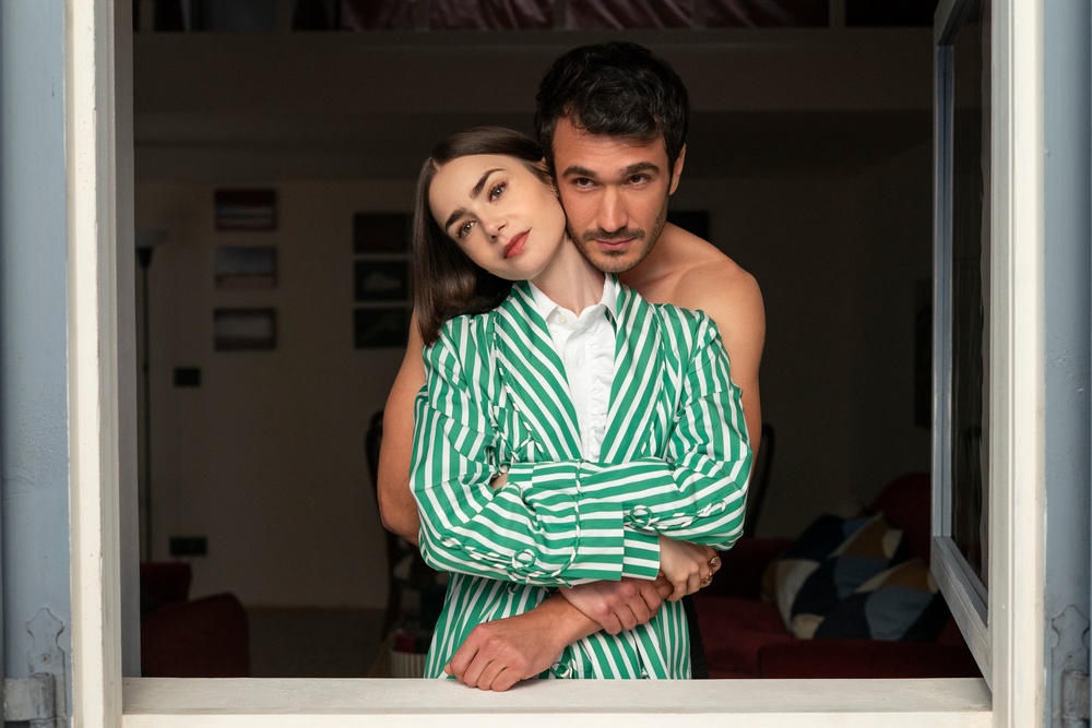 Emily (Collins) and Marcello (Eugenio Franceschini) were loved-up in Rome in season five (Netflix)