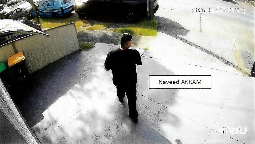 Video footage of Naveed Akram allegedly exiting 103 Brighton Avenue in Campsie on 14 December 2025 (NSW Courts and Tribunals)