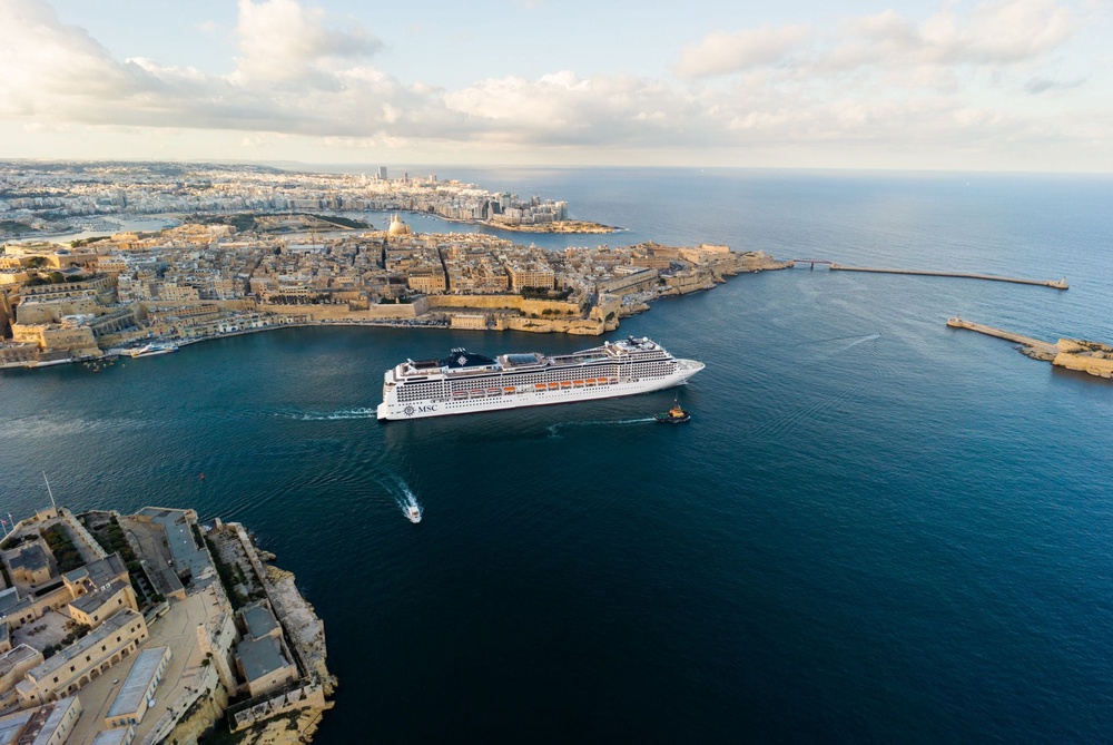 The revamped MSC Magnifica leaving Palumbo Malta Shipyard in Malta (MSC Cruises)