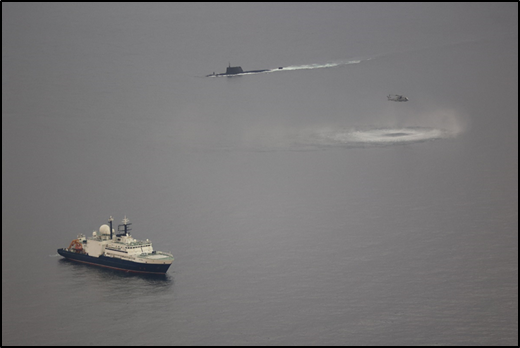 The MoD declassified a photo in December which saw a British submarine track the Yantar (MOD)