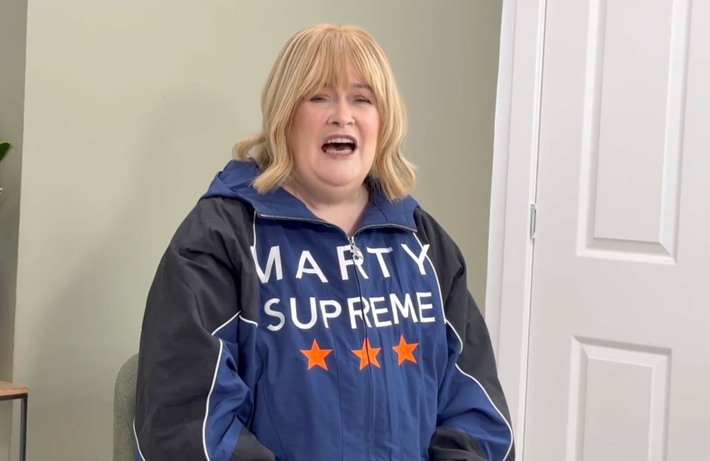 Susan Boyle sending Timothee Chalamet a birthday message in December (A24)