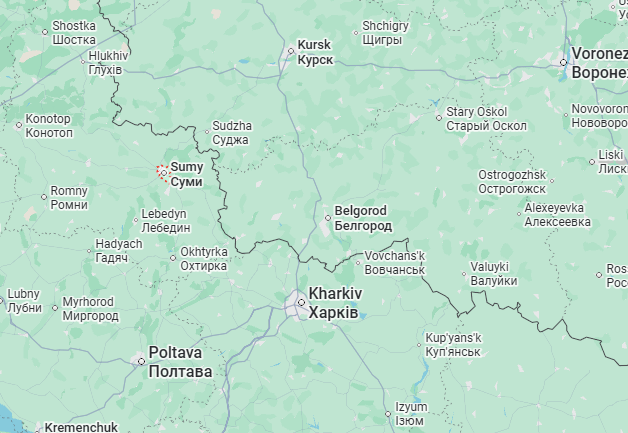 Russia wants 'buffer zones' in Sumy and Kharkiv in Ukraine (Google Maps)