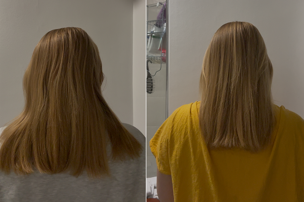 After use (on the right) there was definitely more volume to my roots (Lucy Smith)