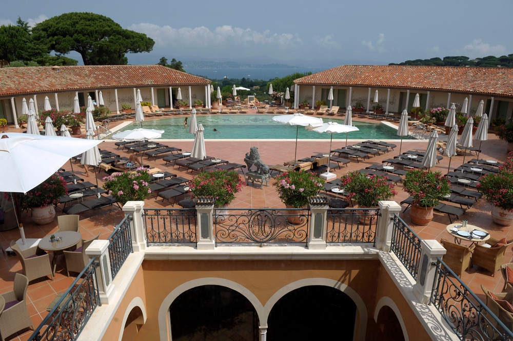 The swimming pool at the Château de la Messardière, pictured in 2012. The hotel in a castle in Saint-Tropez, France is set to provide the filming location for the fourth season of The White Lotus' (AFP/Getty)