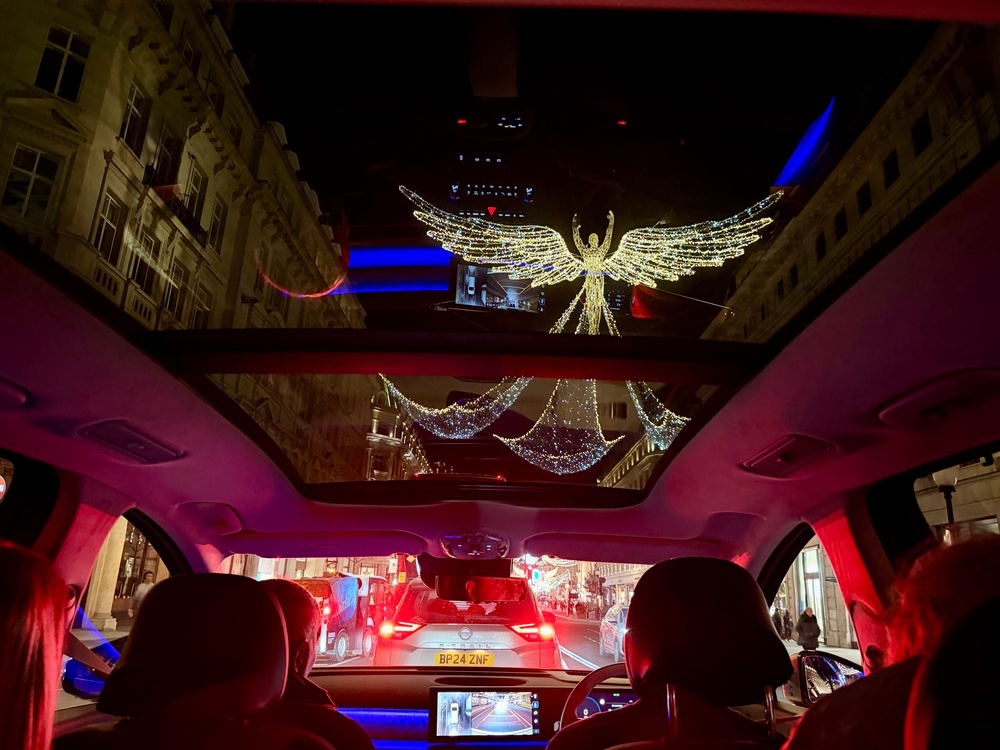The Hyundai Ioniq 9's panoramic sunroof gave a good view of London's Christmas lights (Steve Fowler)