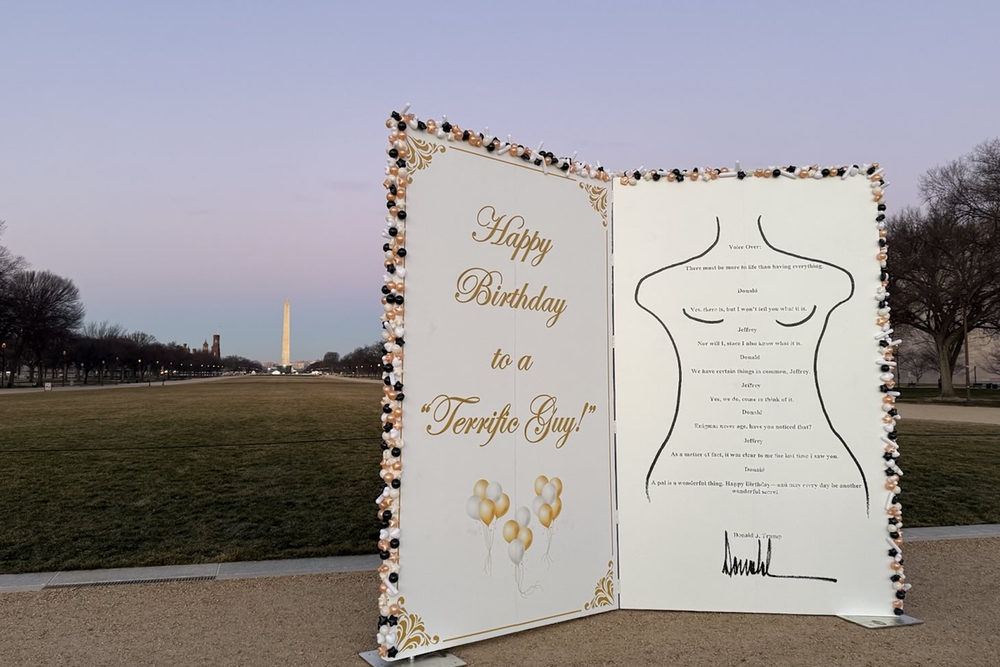 Giant Version Of Epstein Birthday Card Allegedly From Trump Is Placed giant-version-of-epstein-birthday-card-allegedly-from-trump-is-placed