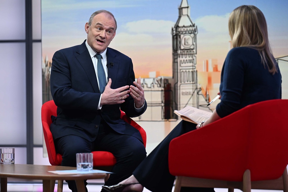 Liberal Democrats leader Sir Ed Davey told Laura Kuenssberg that Donald Trump is no longer a reliable ally on the economy and defence (Jeff Overs/BBC) (PA Media)