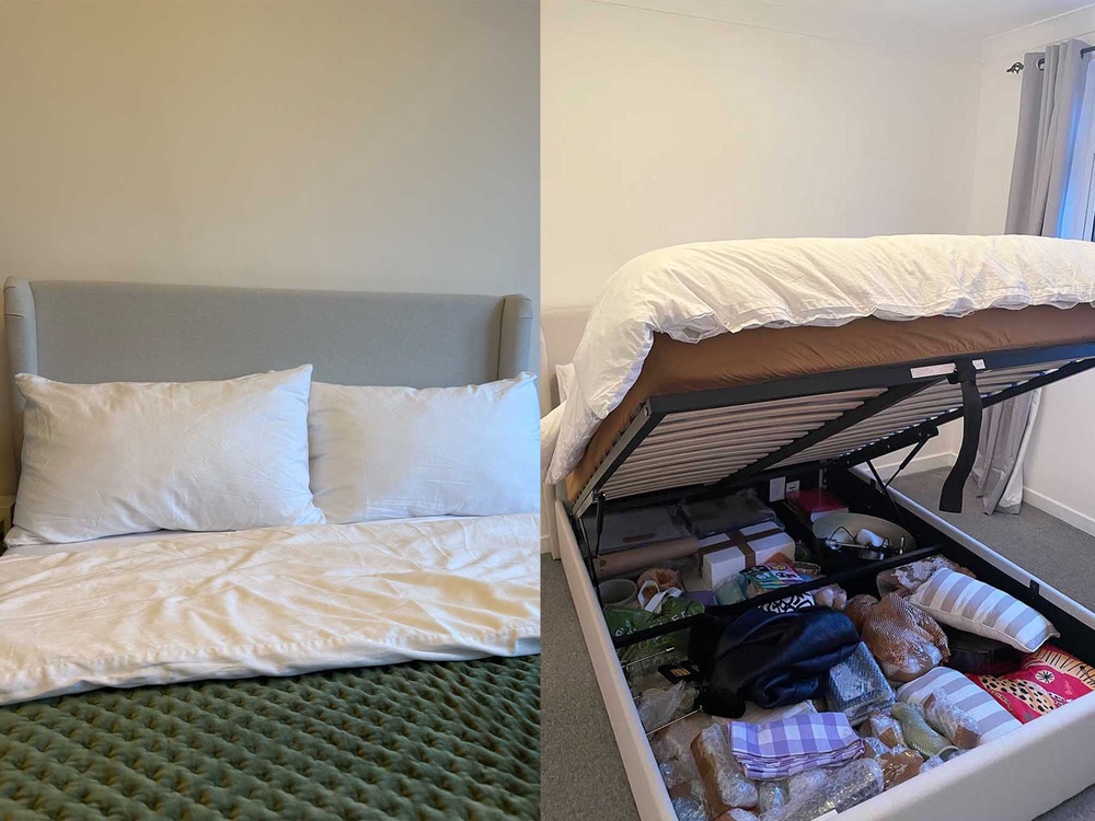 The Dusk Berkeley storage bed offers excellent value for money (Sarah Jones/The Independent)