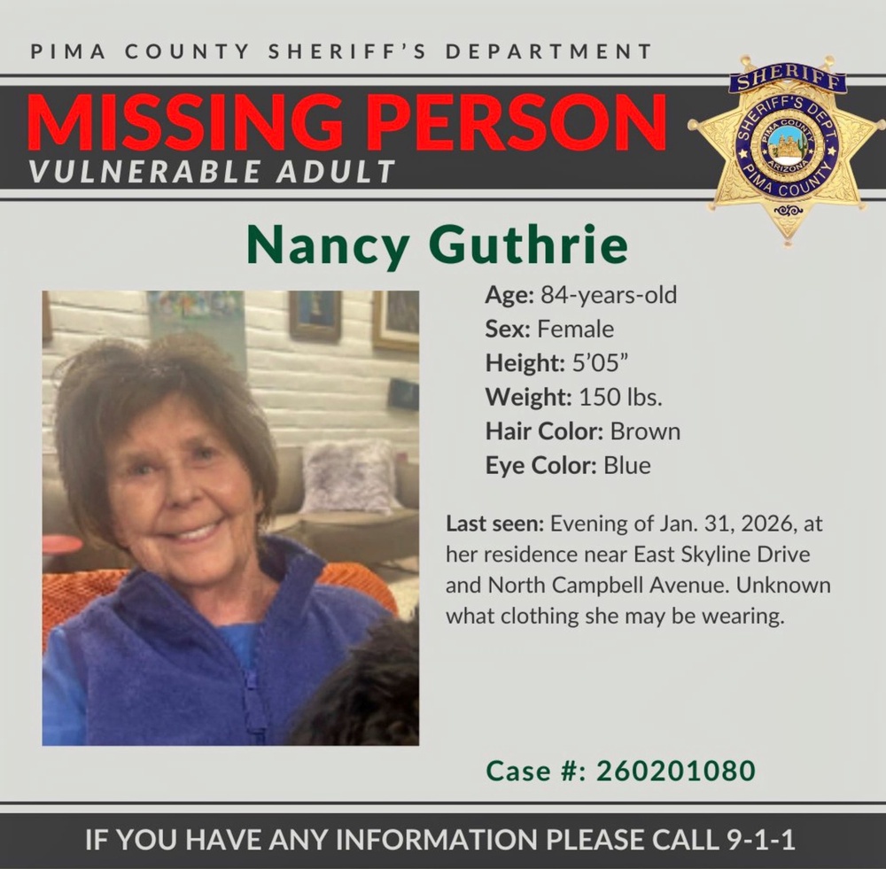 Savannah Guthrie’s mom was last seen Saturday (Pima County Sheriff’s Department)