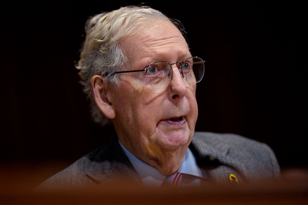 Sen. Mitch McConnell (R-KY) hit out at the Pentagon for not spending money meant for Ukraine (Getty)