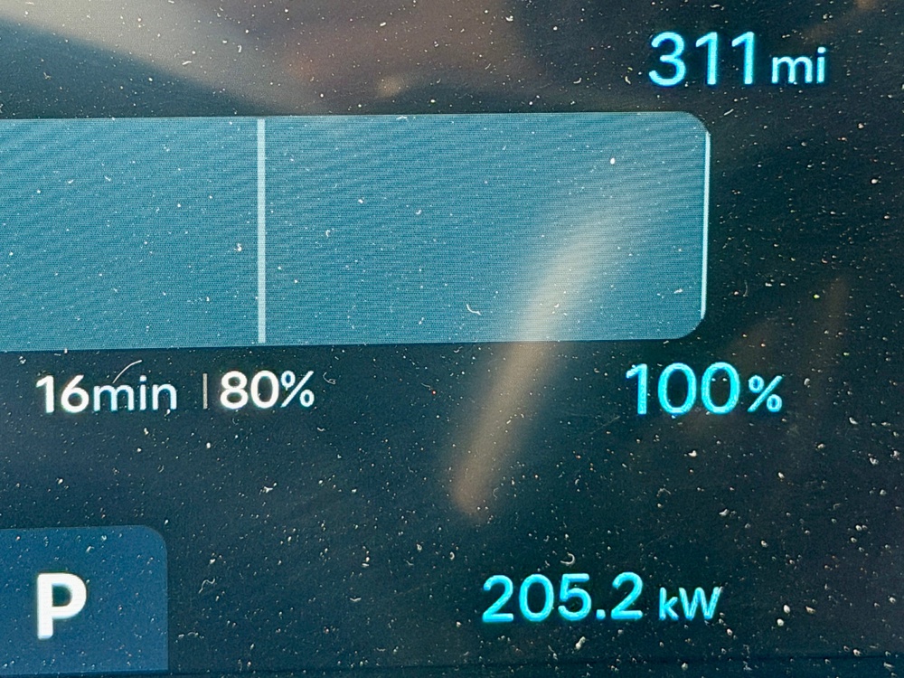Top charging speed so far has been 205kW in the Hyundai Ioniq 9, with a maximum winter range of 311 miles (Steve Fowler)