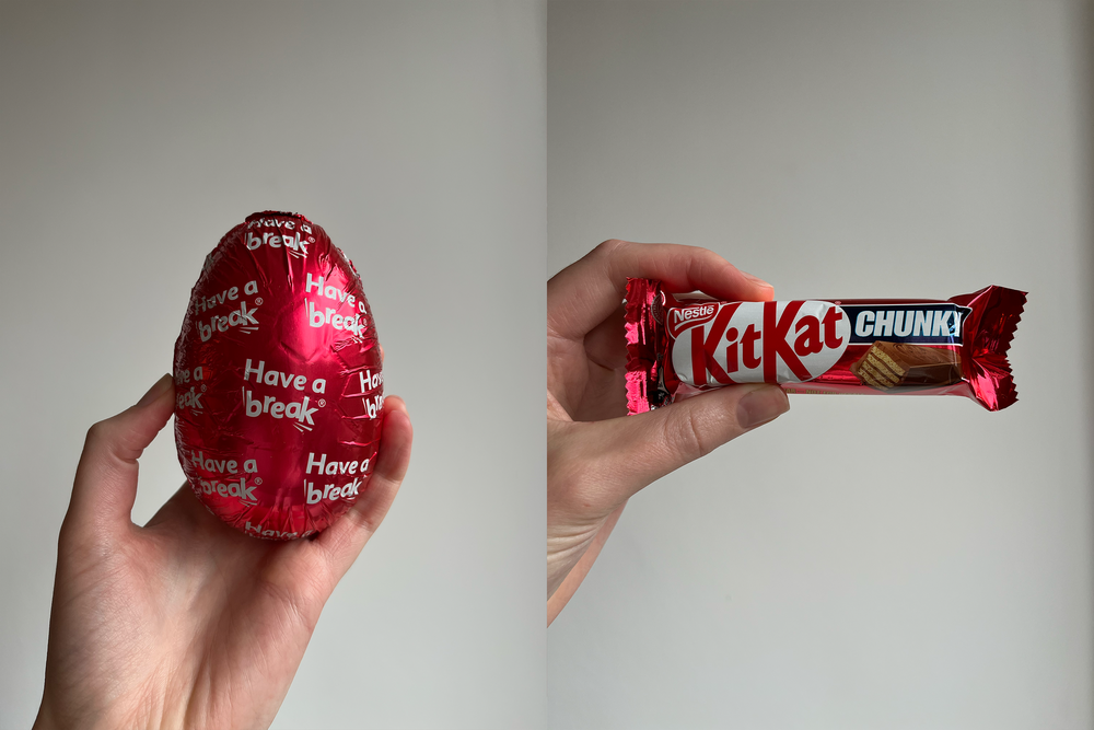 For a cheap Easter treat, look no further than the Kitkat egg (Alice Reynolds/The Independent)