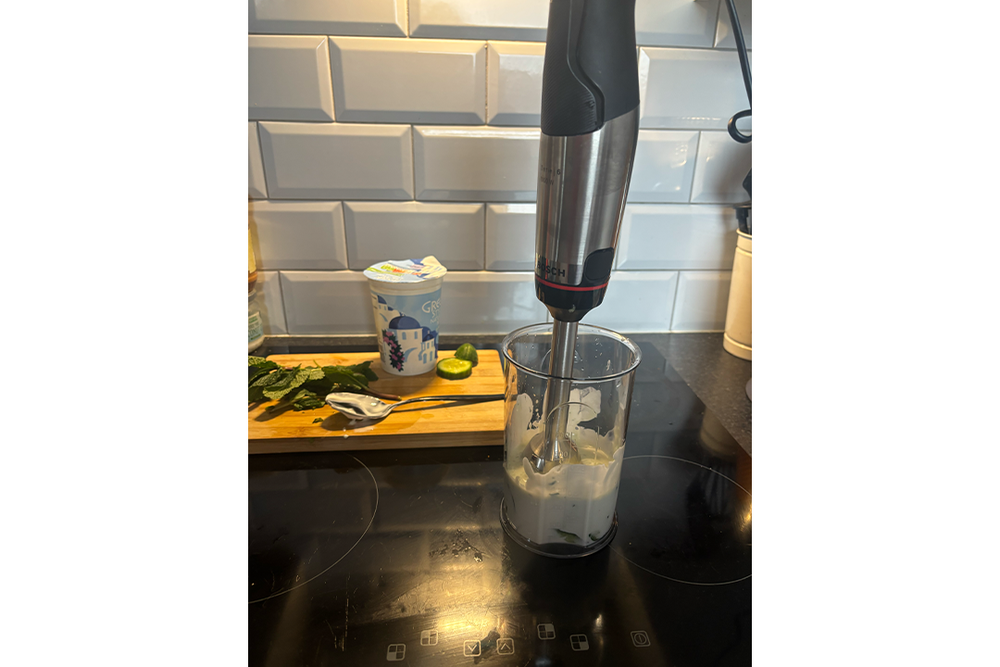 The bell-shaped head is designed to minimise splashes (Sarah Finley/The Independent)