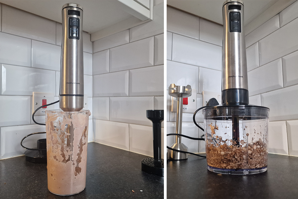 The bell-shaped blender head has four blades for speedy results (Sarah Finley/The Independent)