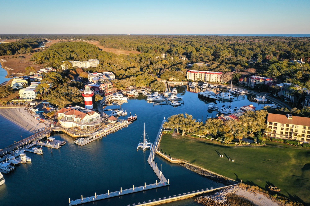 A view of Harbour Town and its striped lighthouse on Hilton Head Island (Rick Lohre - stock.adobe.com)
