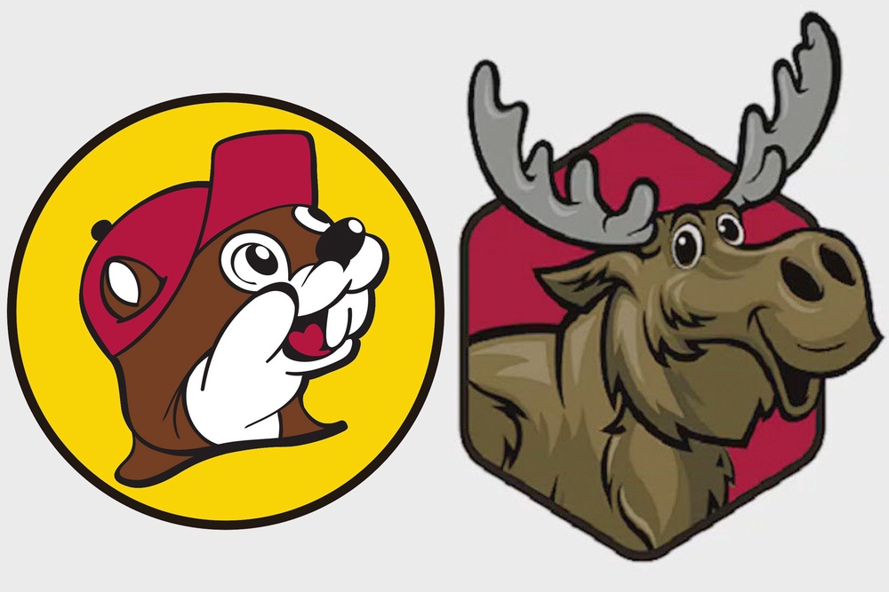 Buc-ee’s argued in its lawsuit that Mickey’s gas station mascot, ‘a cartoon animal facing right with wide eyes and a smile, overlaying a round background,’ was too similar to its cartoon beaver logo (Buc-ee's/Mickey's)