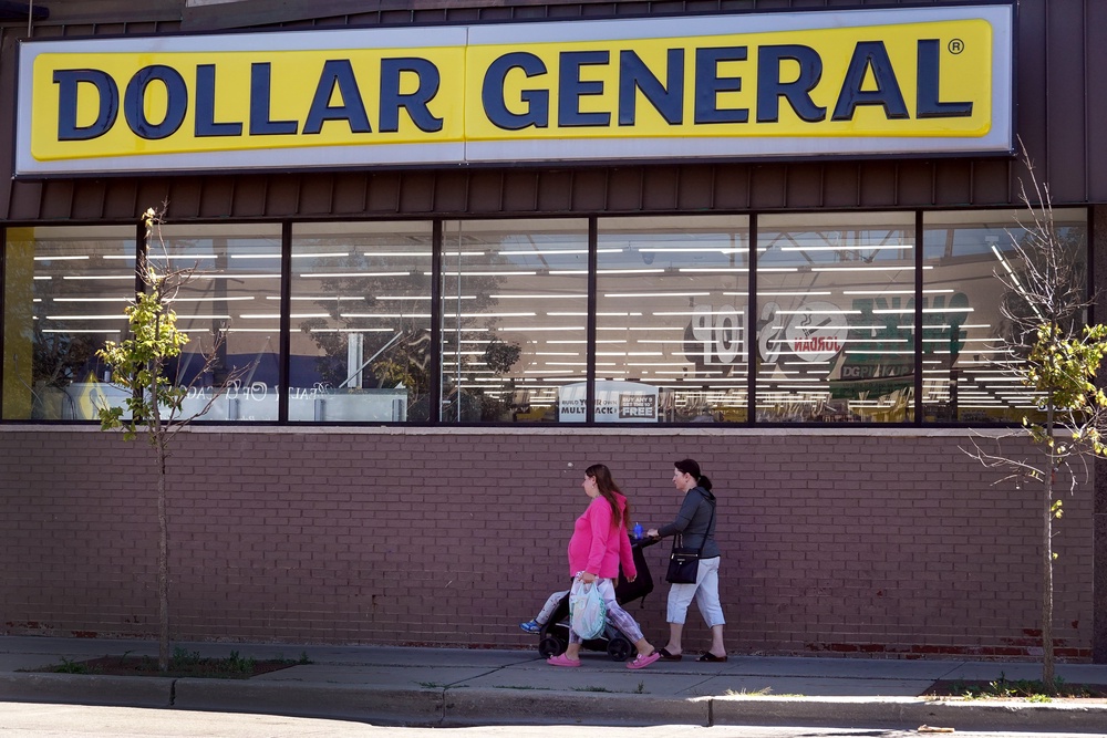 Soaring prices have driven shoppers to discount stores such as Dollar General, where customers earning above $100,000 are visiting more often to start the year, the company claimed (Getty)
