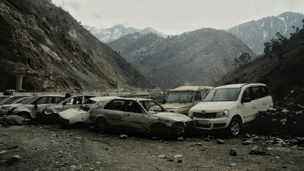 Wreckage of vehicles damaged in different accidents on the Jammu-Srinagar National Highway, near Ramsoo Police Station (Mir Musavir Shabir)