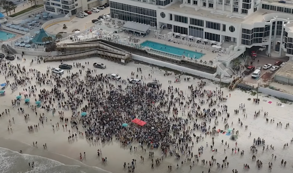 Thousands of spring breakers are flocking to beaches in Volusia County, Florida, during one gathering. Some police have been warning about trying to stop takeovers (Volusia County Sheriff's Office)