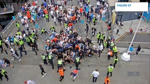 The measure was introduced five years after thousands of ticketless fans stormed the same stadium during the Euro 2020 final (Baroness Casey review/Handout/PA)